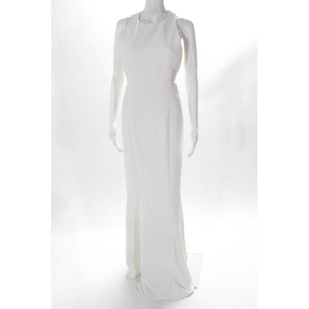 Elizabeth and James Womens Dress Size 8 White Zip Up Cut Out Full Length